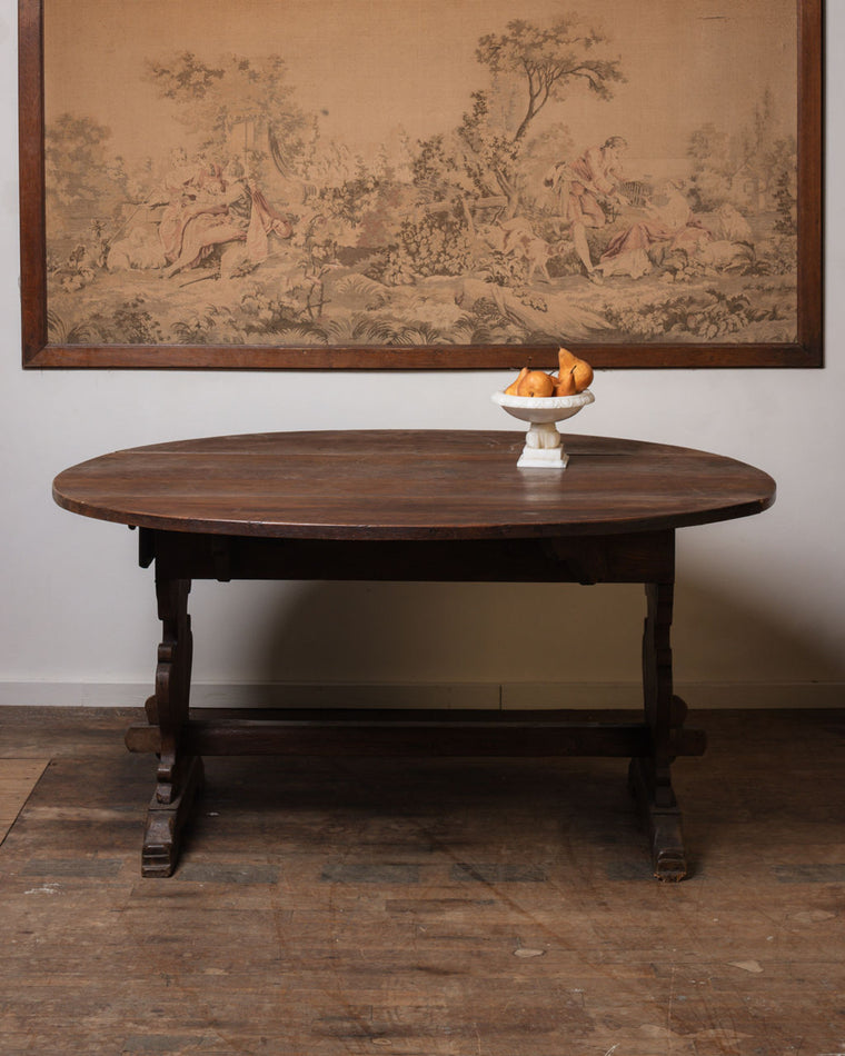 19th c. Oval Walnut Folding Table