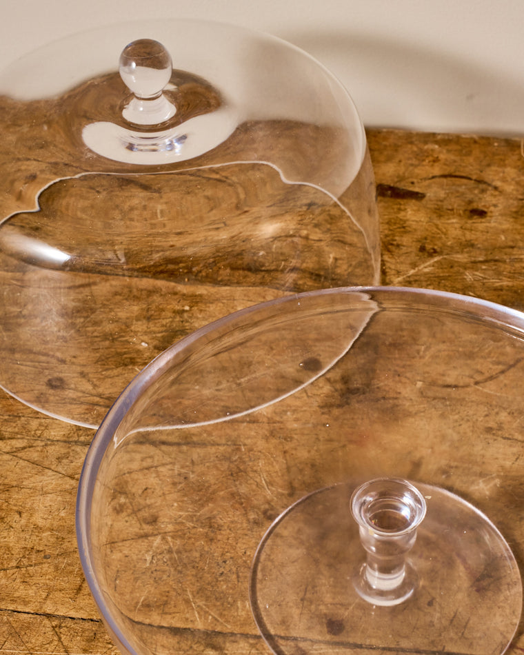 Vintage Glass Pedestal Dish with Cloche