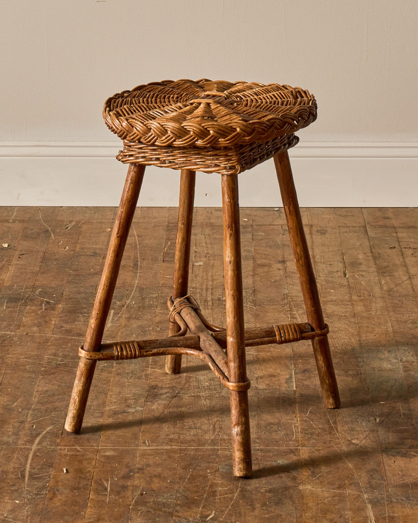French Rattan Stool