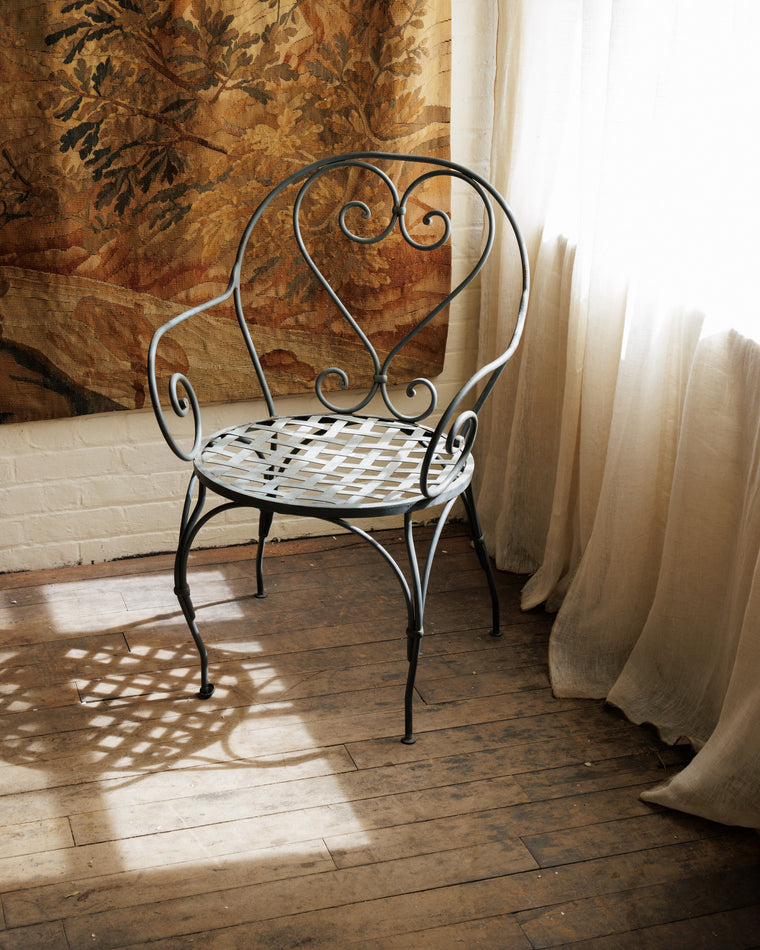 Weathered Black Vintage Garden Armchair