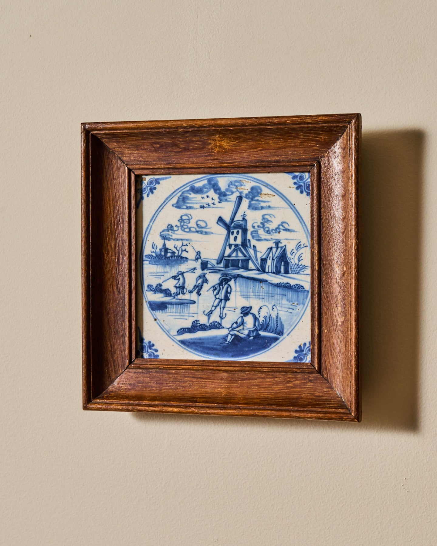 17th c. Framed Delft Tile - II