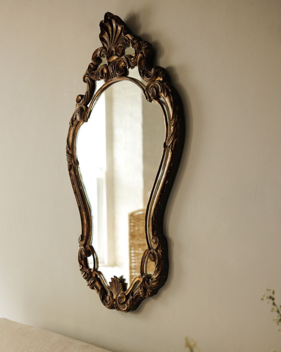 19th c. Large Shell Gilt Mirror
