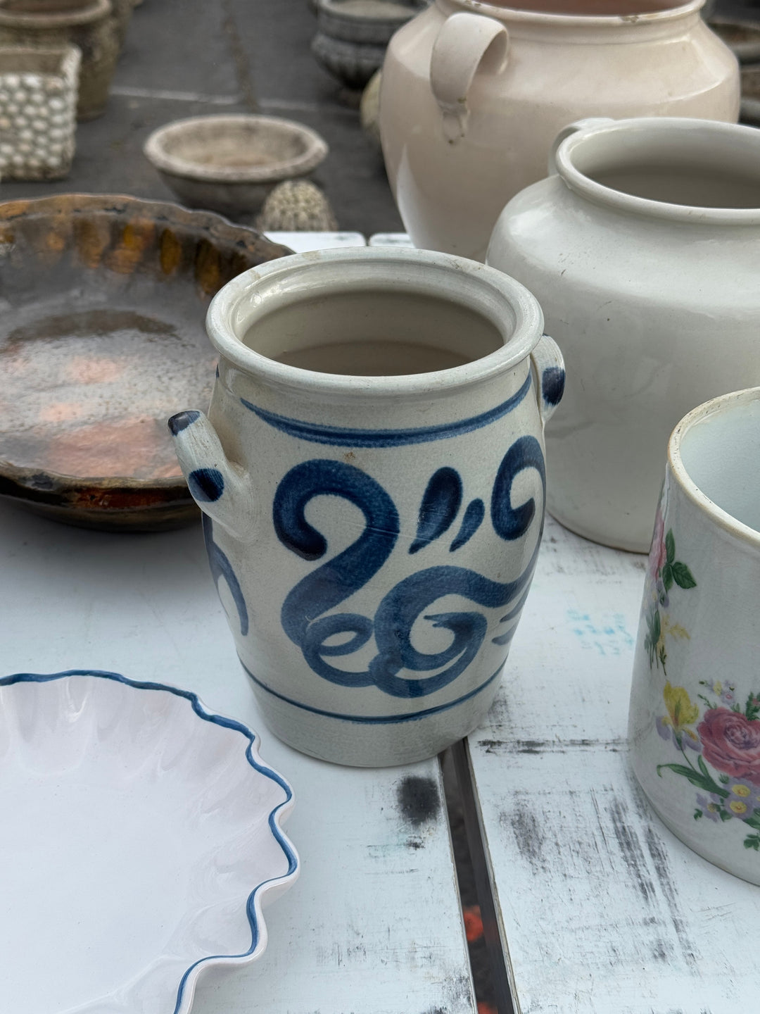 Vintage Blue and White Pot