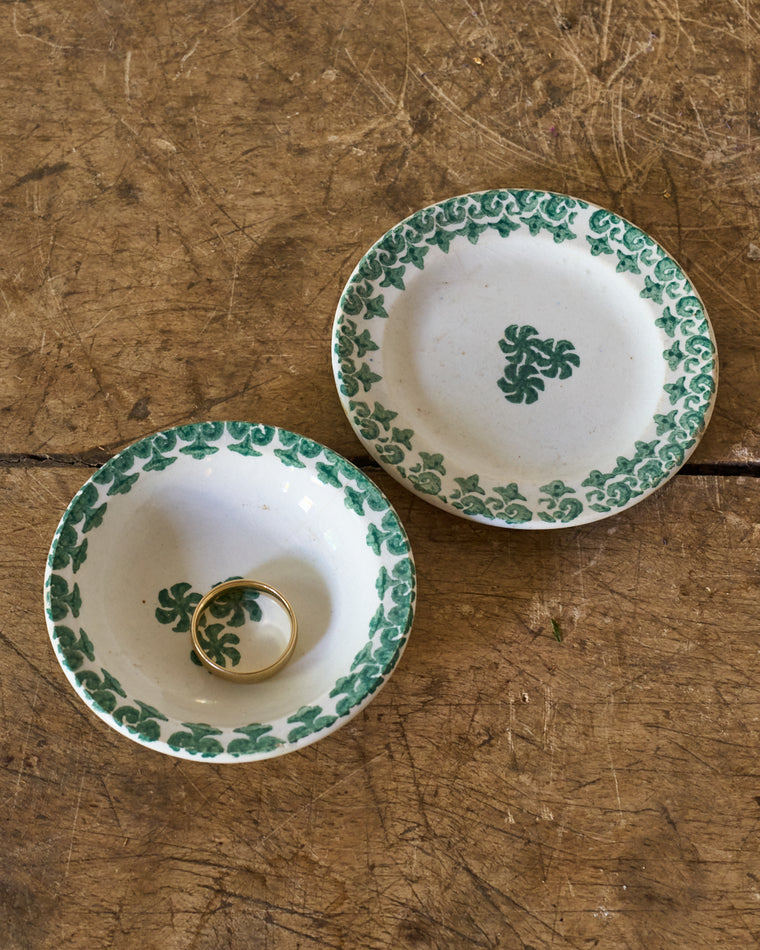 Green & white mini plate set