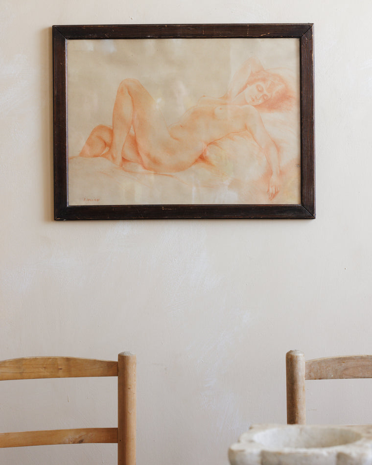 Antique Sanguine Signed Artwork