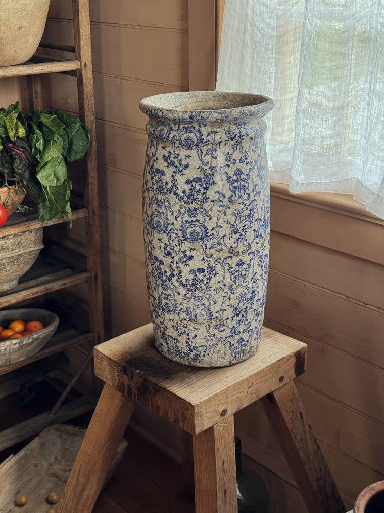French Tall Blue Vase