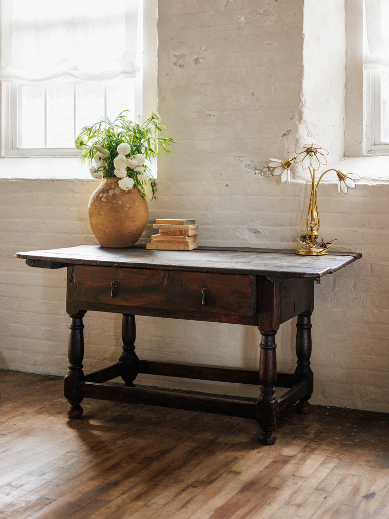 17th Century Oak Farm Table with Drawer