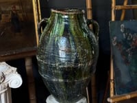 Green & Black Glazed Moroccan Jar