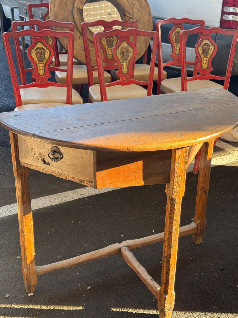 Walnut Demi Lune Table